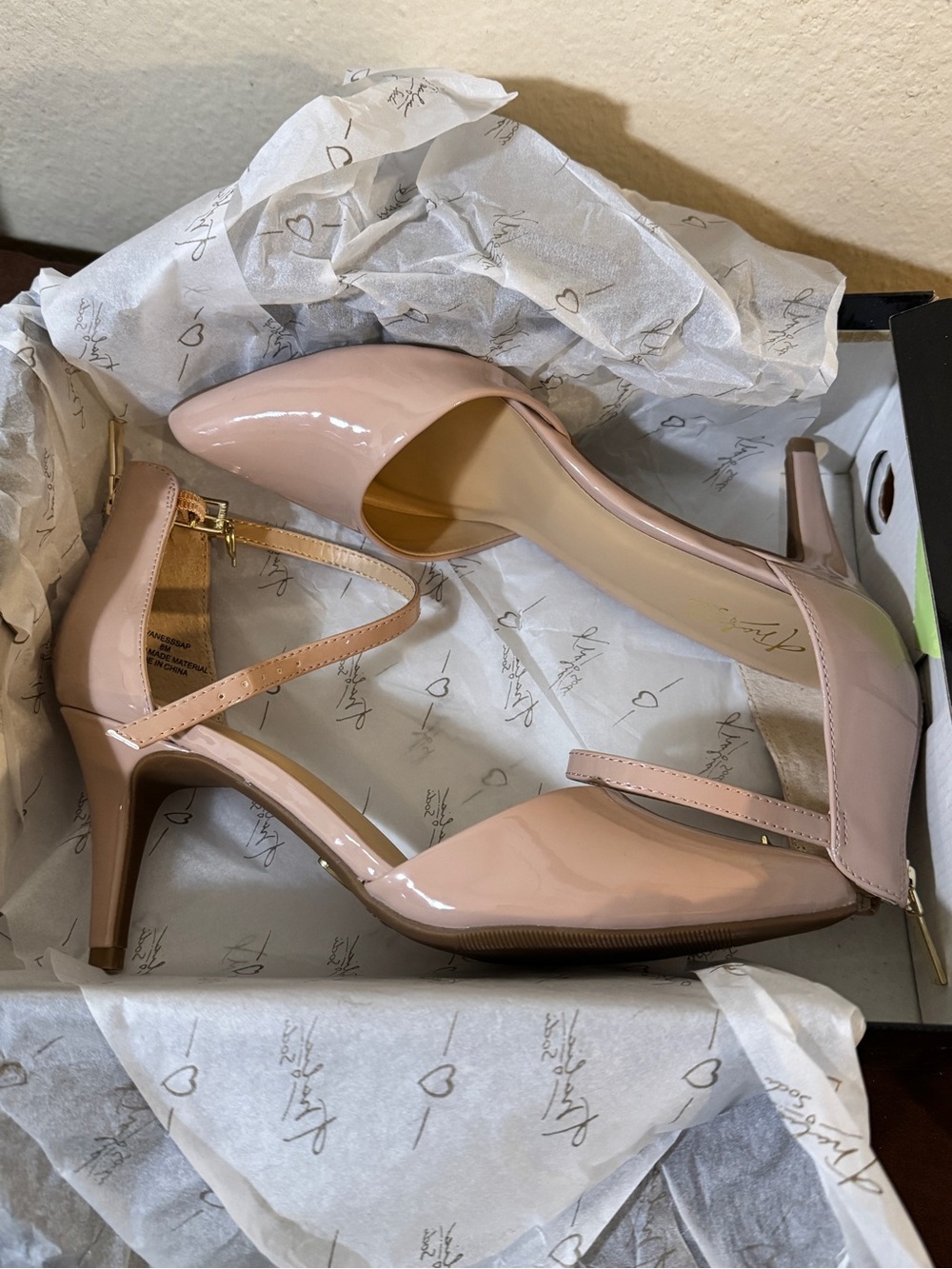 Thalia Sodi Blush Patent D'Orsay Ankle-Strap Heels
